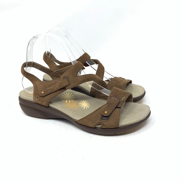 Dansko Benita Size 39 Brown Suede Leather Slingback Sandal Hook Loop Closure - Picture 1 of 9